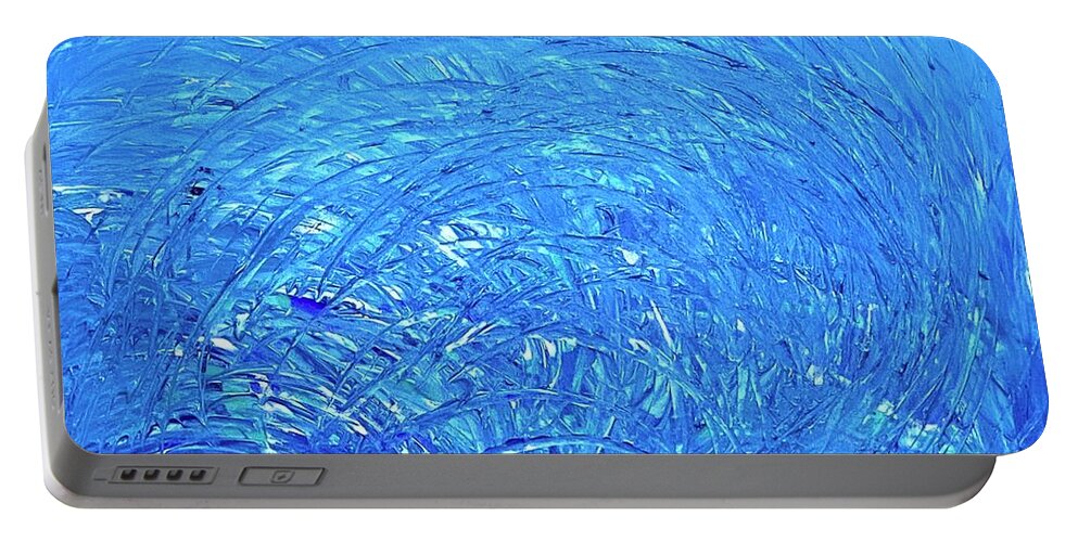 Water Portable Battery Charger featuring the painting Making Big Waves Flow Codes by Anjel B Hartwell