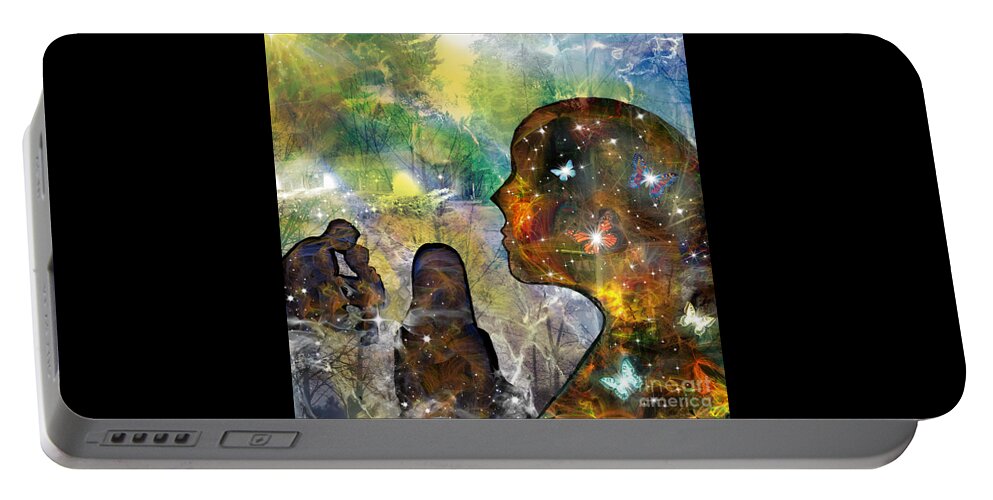 Abstract Art Portable Battery Charger featuring the mixed media Making Peace With The Past by Diamante Lavendar