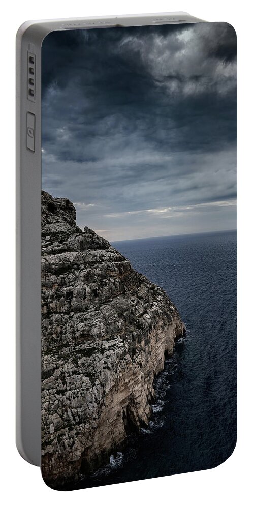 Malta Portable Battery Charger featuring the photograph Malta Island Sea Coast On Stormy Morning by Artur Bogacki