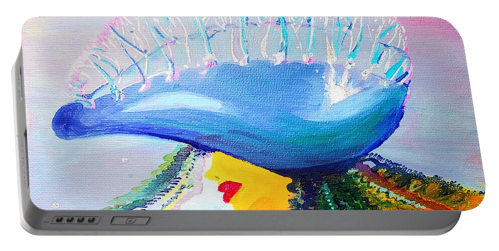 Abstract Portable Battery Charger featuring the painting Man O' War by Christine Bolden