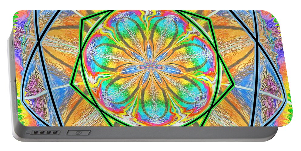 Mandala Portable Battery Charger featuring the painting Mandala 3 12 2020 by Hidden Mountain