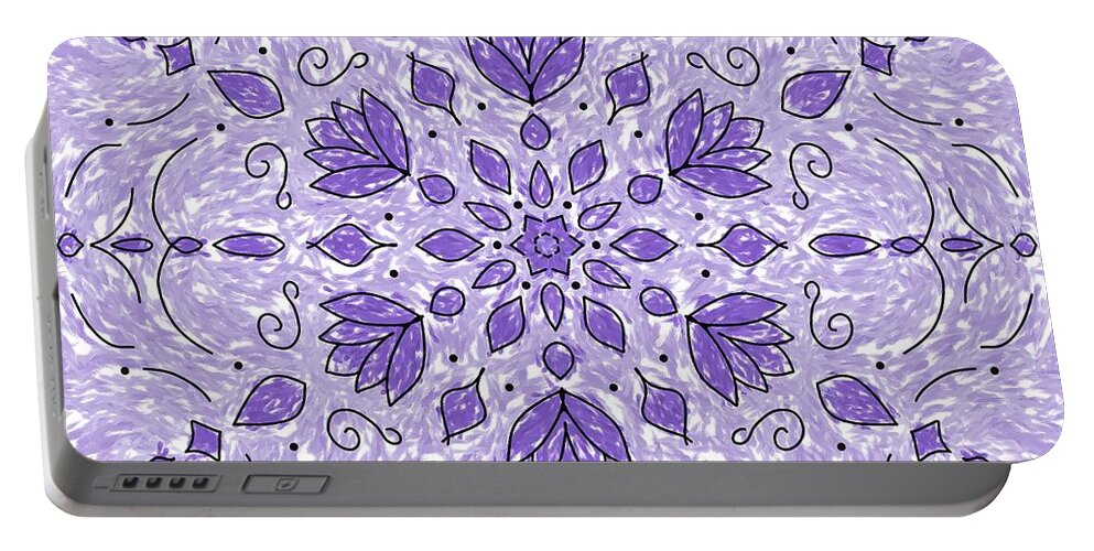 Flowers Portable Battery Charger featuring the digital art Mandala 48 by Angie Tirado