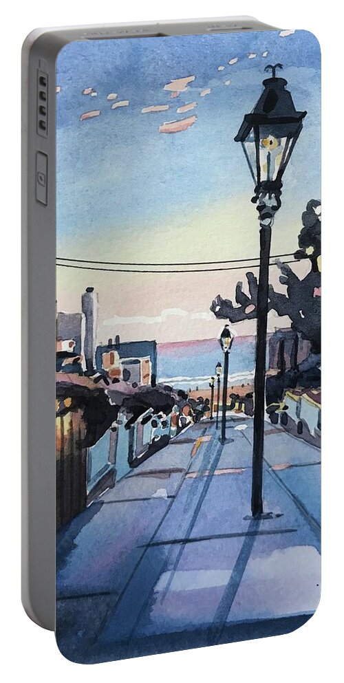 Manhattan Beach Portable Battery Charger featuring the painting Manhattan Beach #32 by Luisa Millicent
