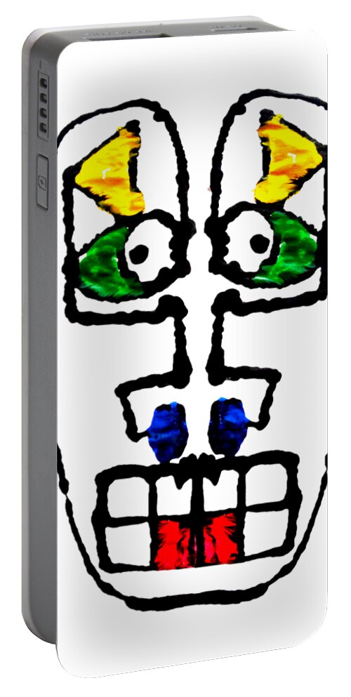 Abstract Portable Battery Charger featuring the painting Manic Mask by Stephenie Zagorski