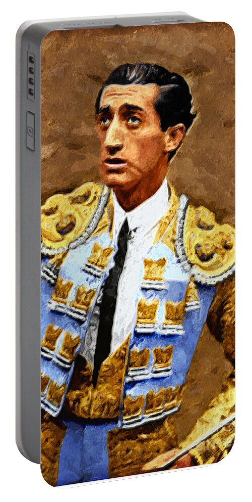Spanish Portable Battery Charger featuring the digital art Manolete by Marisol VB