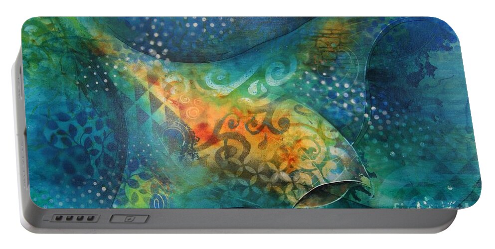 Manta Portable Battery Charger featuring the painting Manta Ray by Reina Cottier