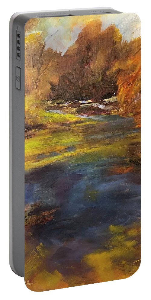 Springscape Portable Battery Charger featuring the painting Maramec Springs II by Donna Carrillo