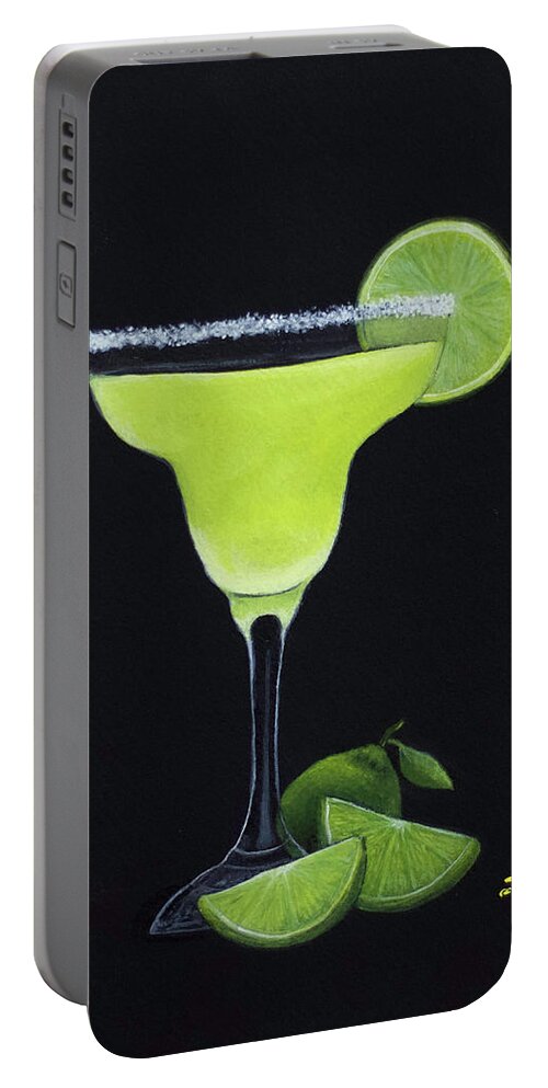 Margarita Portable Battery Charger featuring the painting Margarita with Lime by Shirley Dutchkowski