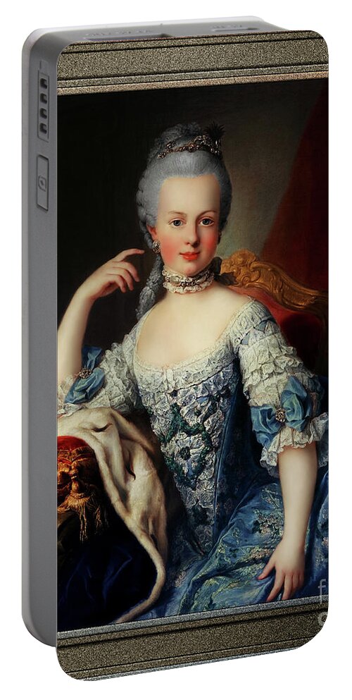 Maria Antoniette Of Austria Portable Battery Charger featuring the painting Maria Antoniette of Austria by Martin van Meytens Old Masters Classical Fine Art Reproduction by Rolando Burbon