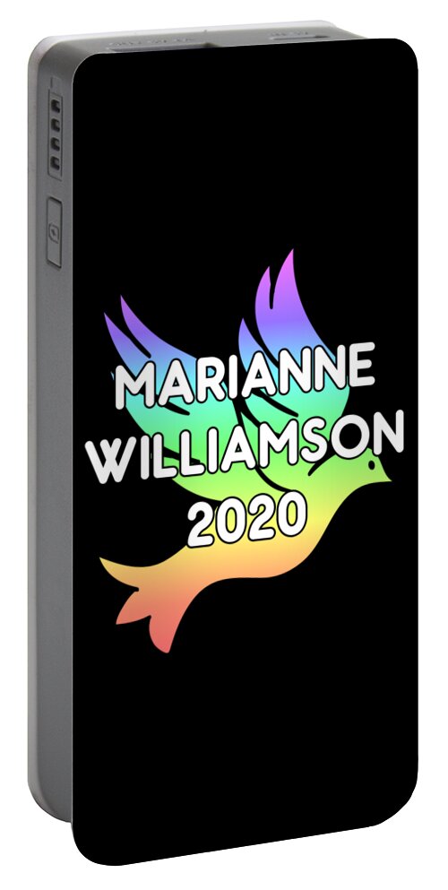 Cool Portable Battery Charger featuring the digital art Marianne Williamson For President 2020 Rainbow Dove by Flippin Sweet Gear