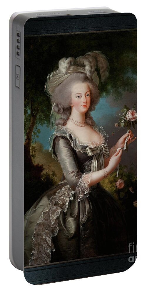 Marie Antoinette With A Rose Portable Battery Charger featuring the painting Marie Antoinette with a Rose by Elisabeth-Louise Vigee Le Brun by Rolando Burbon