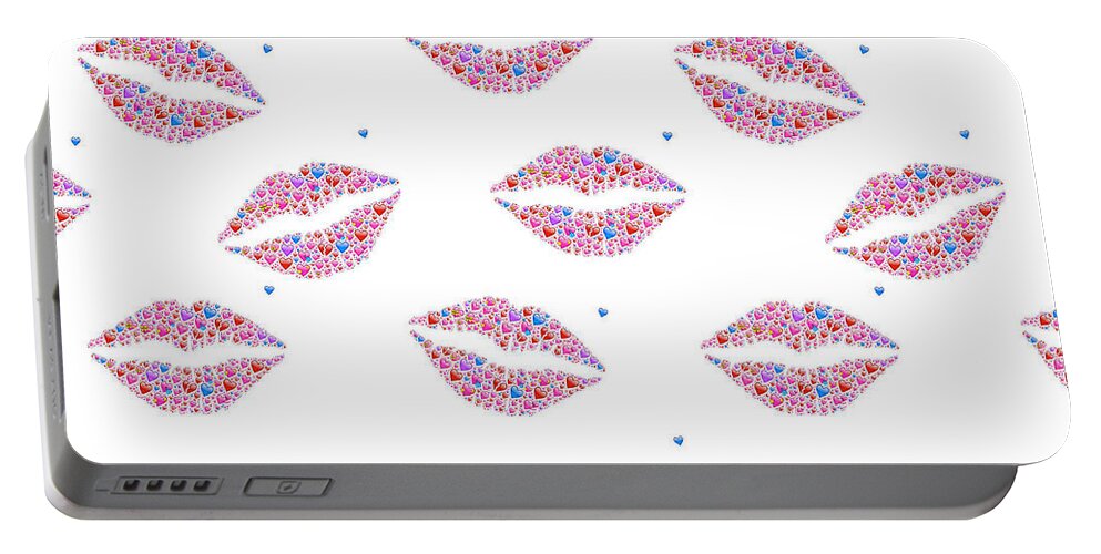 Facemask Portable Battery Charger featuring the digital art Marilyn Kissy Kissy by Theresa Tahara
