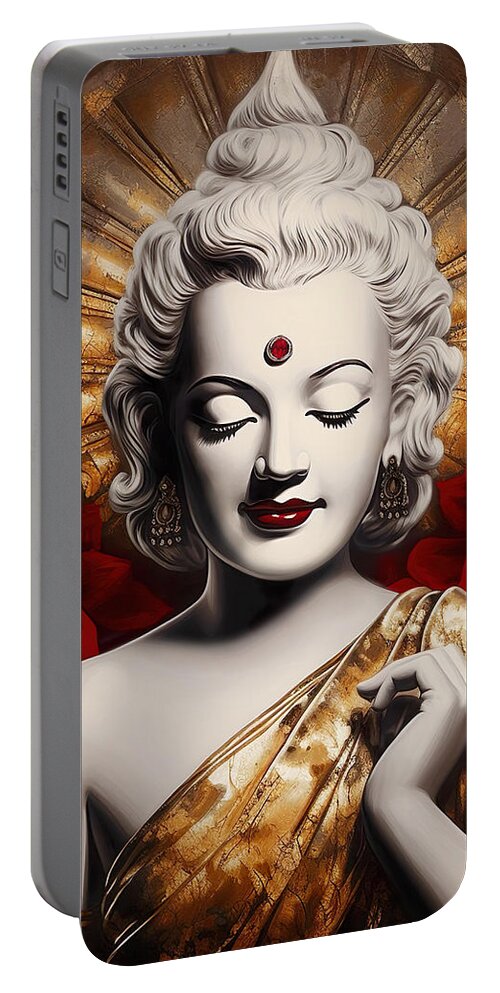 Marilyn Monroe Portable Battery Charger featuring the digital art Marilyn Monroe Buddha by Mark Ashkenazi