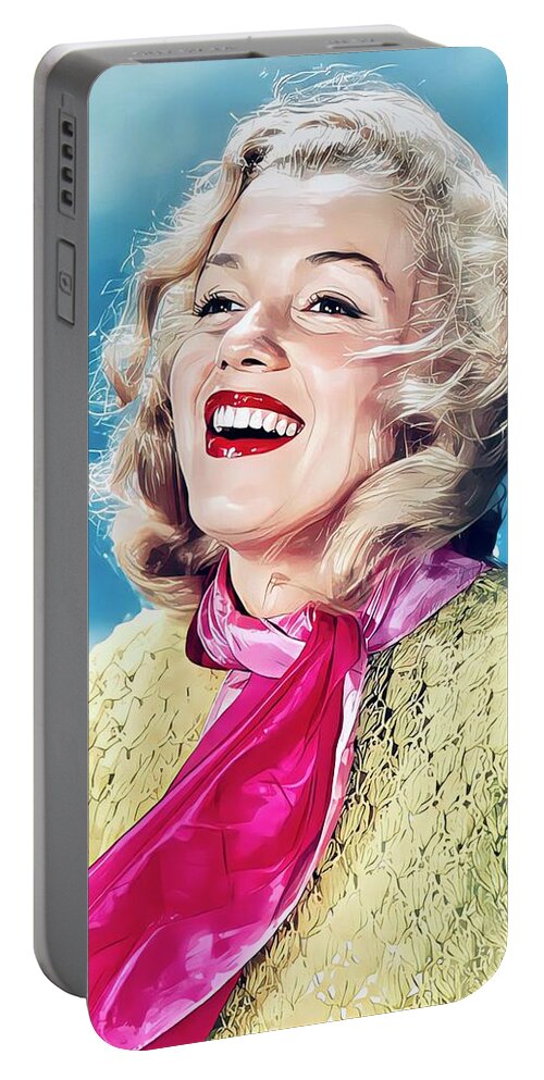 Marilyn Monroe Portable Battery Charger featuring the painting Marilyn Monroe Colour Portrait by Vincent Monozlay