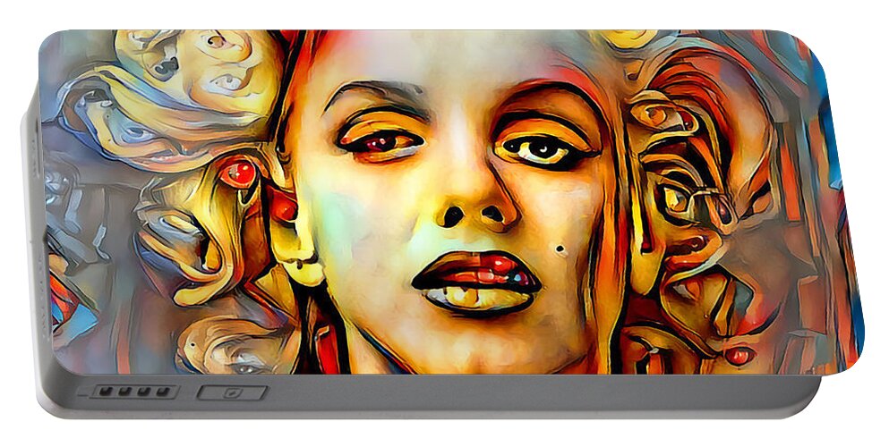 Wingsdomain Portable Battery Charger featuring the photograph Marilyn Monroe in Surreal Abstract DDG006 20200421 square by Wingsdomain Art and Photography