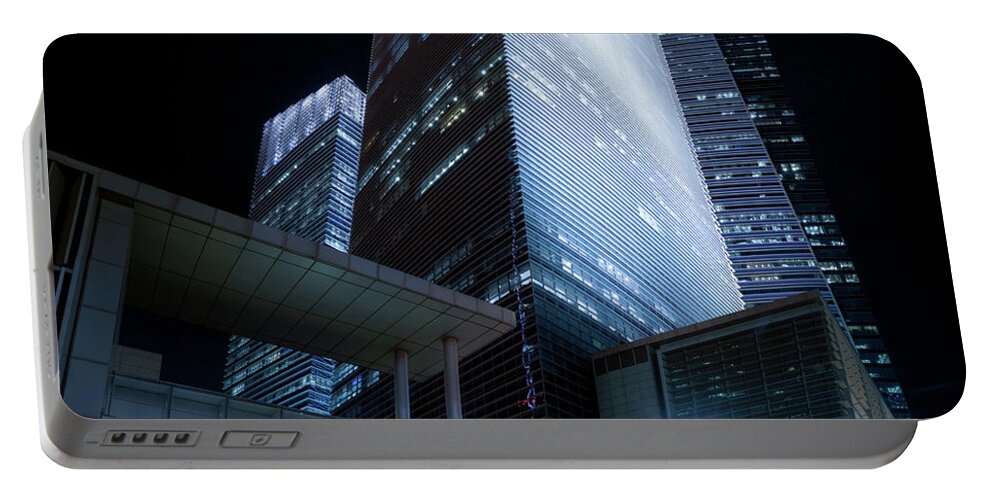 Night Portable Battery Charger featuring the photograph Marina Bay Financial Centre by Rick Deacon