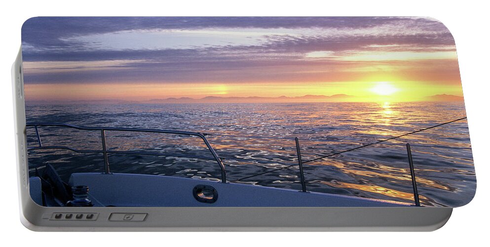 Marine Weather Portable Battery Charger featuring the photograph sunrise off Washington coast by David Shuler