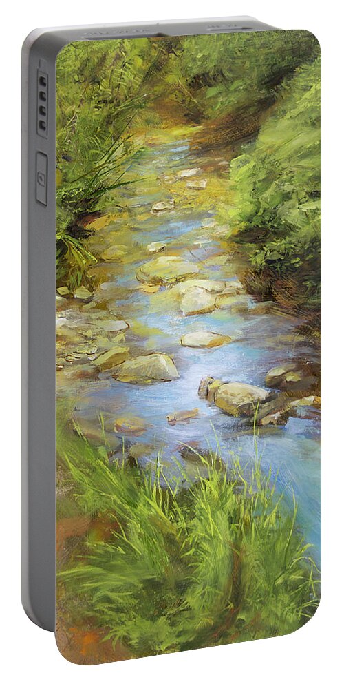 Marion Gulch Portable Battery Charger featuring the painting Marion Gulch Creek by Hone Williams