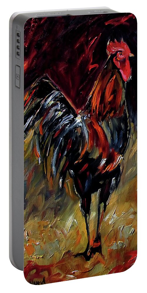 Rooster Art Portable Battery Charger featuring the painting Mark by Debra Hurd