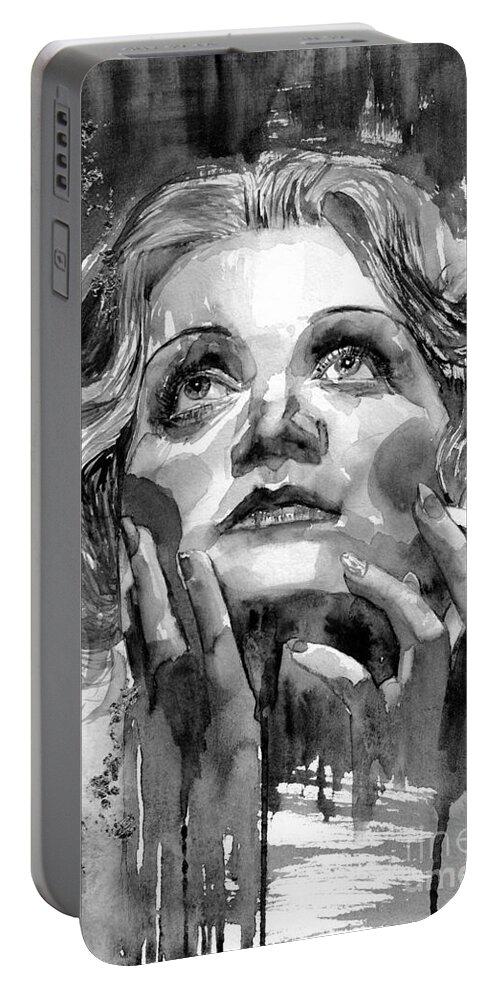 Marlene Dietrich Portable Battery Charger featuring the painting Marlene Dietrich Portrait II by Suzann Sines