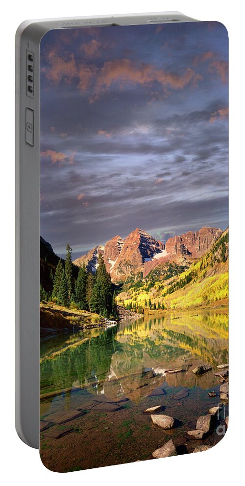 Usa Portable Battery Charger featuring the photograph Maroon Bells by Edmund Nagele FRPS