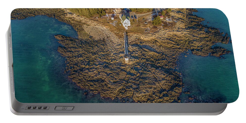 Marshall Point Lighthouse Portable Battery Charger featuring the photograph Marshall Point Light Aerial by Veterans Aerial Media LLC