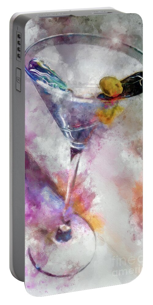 Watercolor Martini Portable Battery Charger featuring the painting Martini Time by Jon Neidert