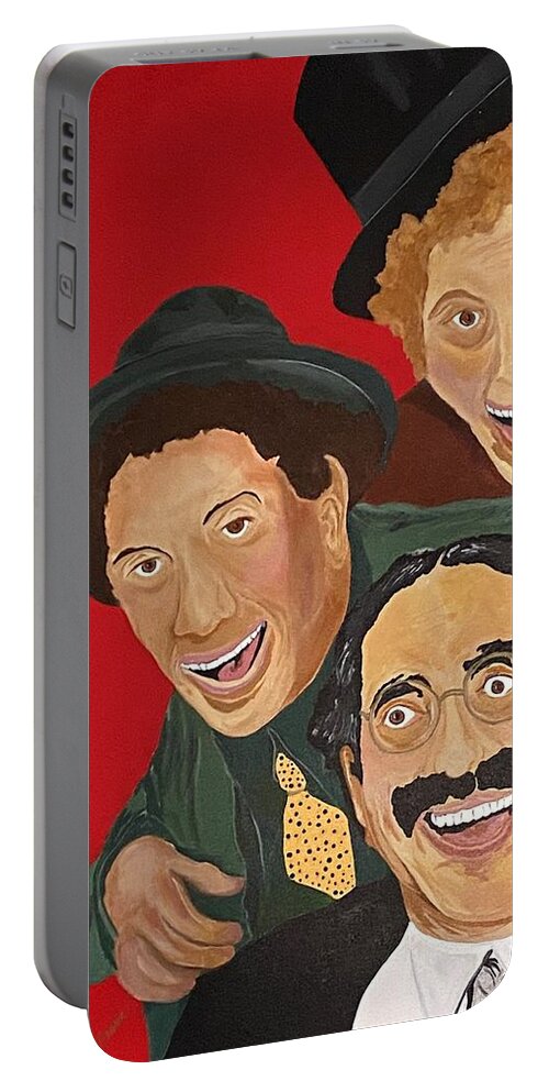  Portable Battery Charger featuring the painting Marx Brother Hollwood by Bill Manson