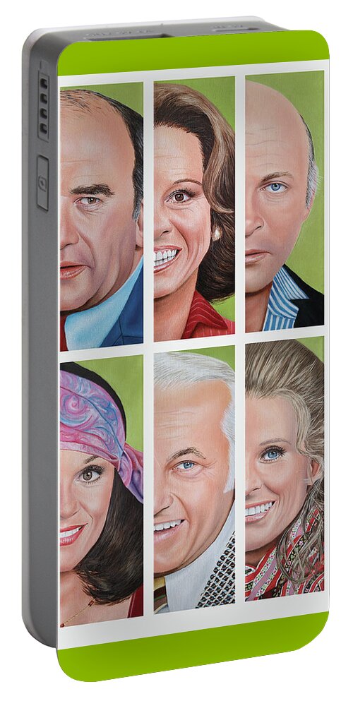 Mary Tyler Moore Show Portable Battery Charger featuring the painting Mary Tyler Moore Show - Set Two by Vic Ritchey