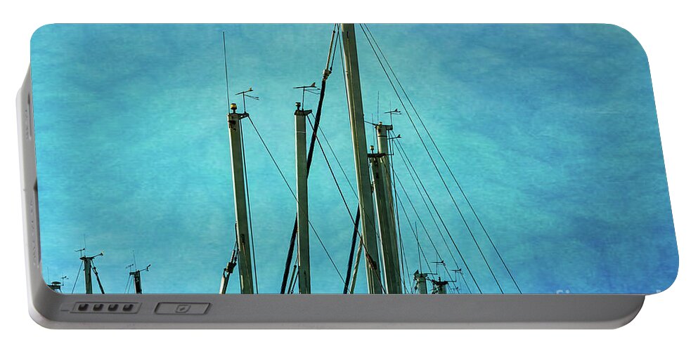 Masts Portable Battery Charger featuring the photograph Masts with Blue Background by Roslyn Wilkins