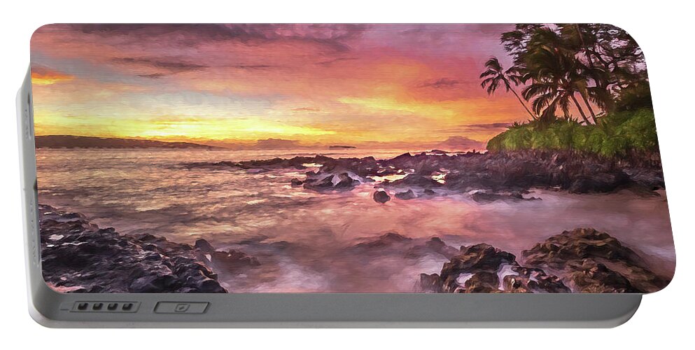 Sunset Portable Battery Charger featuring the photograph Maui sunset - Digital Art by Robert Miller