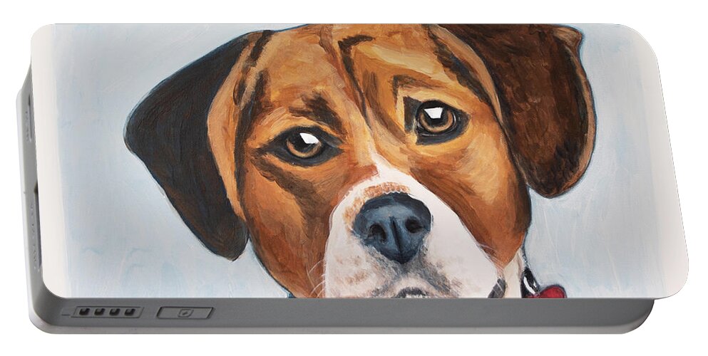 Beagle Portable Battery Charger featuring the painting Max by Pamela Schwartz