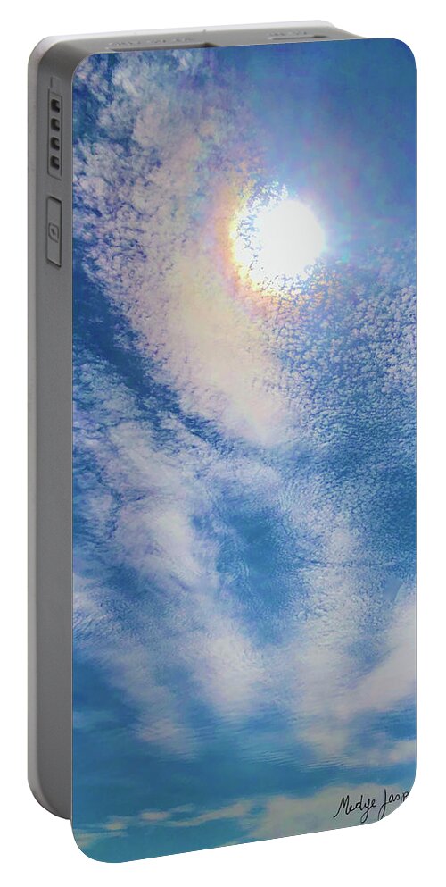 Blue Sky Portable Battery Charger featuring the photograph May 10 by Medge Jaspan