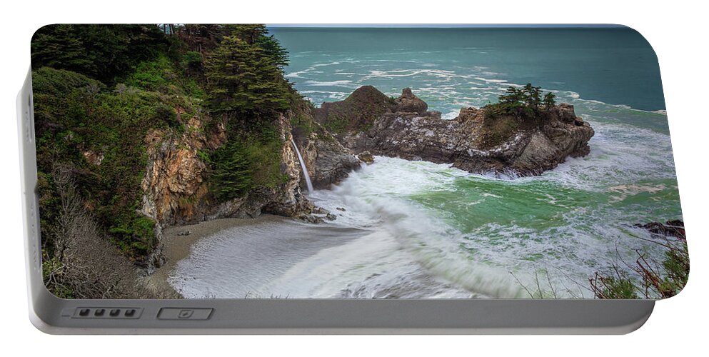 Big Sur Portable Battery Charger featuring the photograph McWay Falls by Laura Macky