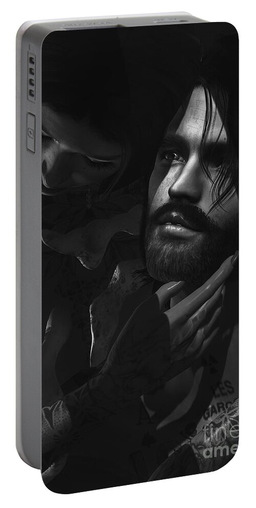 Me And You Portable Battery Charger featuring the digital art me and you BW by Georgina Hannay