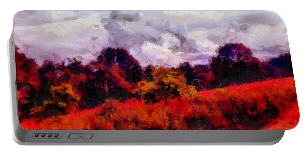 Meadow Portable Battery Charger featuring the mixed media Meadow at Dusk by Christopher Reed