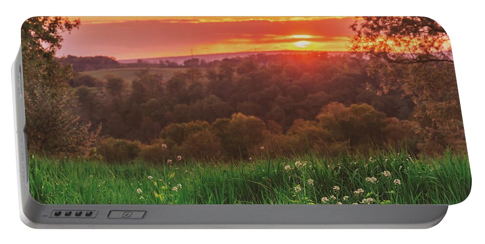 Sunset Portable Battery Charger featuring the photograph Meadow Sunset by Jason Fink