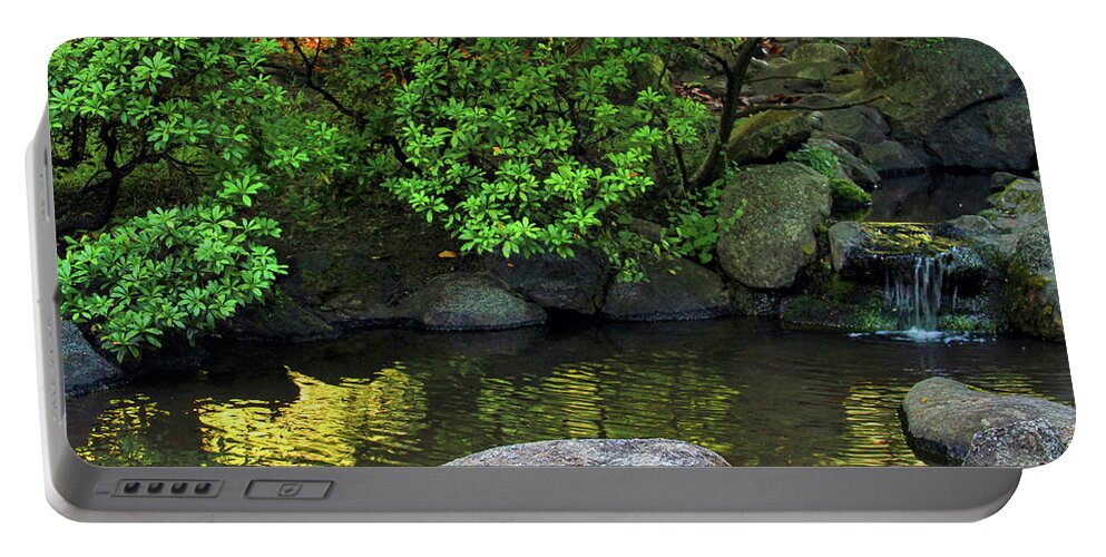 Meditation Portable Battery Charger featuring the photograph Meditation pond by Bonnie Follett