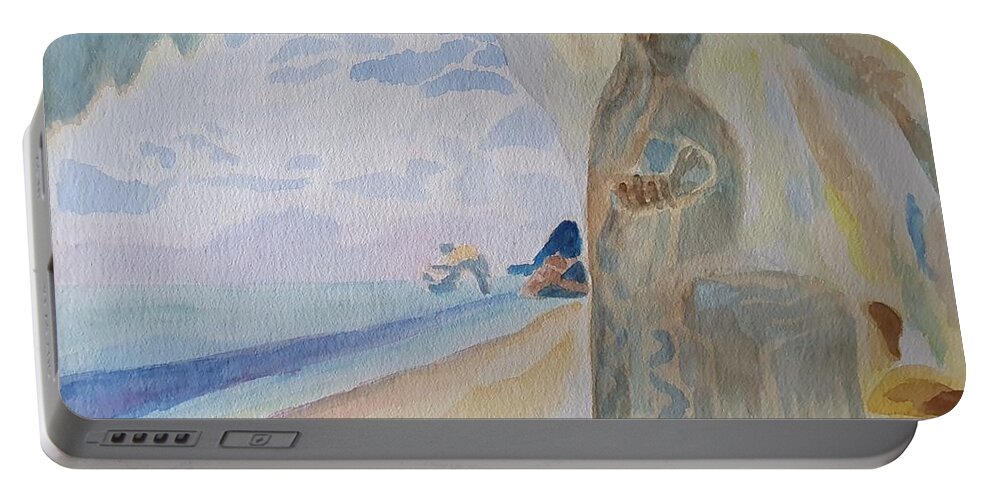 Sculpture Portable Battery Charger featuring the painting Mediterranean Dream Cave by Enrico Garff