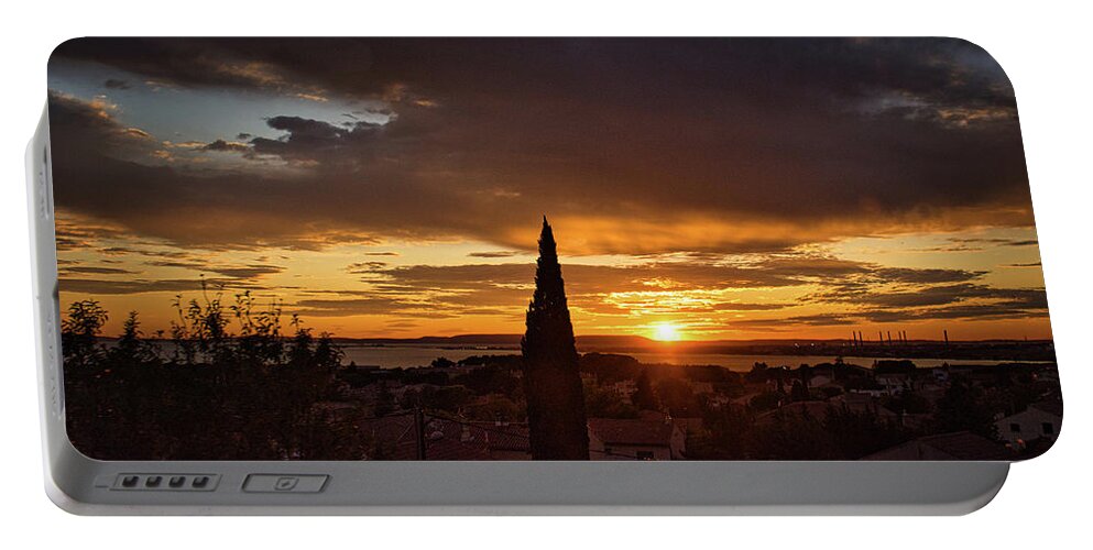 Sunset Portable Battery Charger featuring the photograph Mediterranean Sunset by Portia Olaughlin