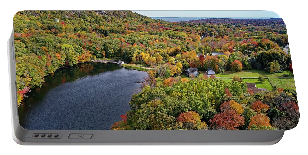 Camden Portable Battery Charger featuring the photograph Megunticook River and Mt Battie by Kevin Shields