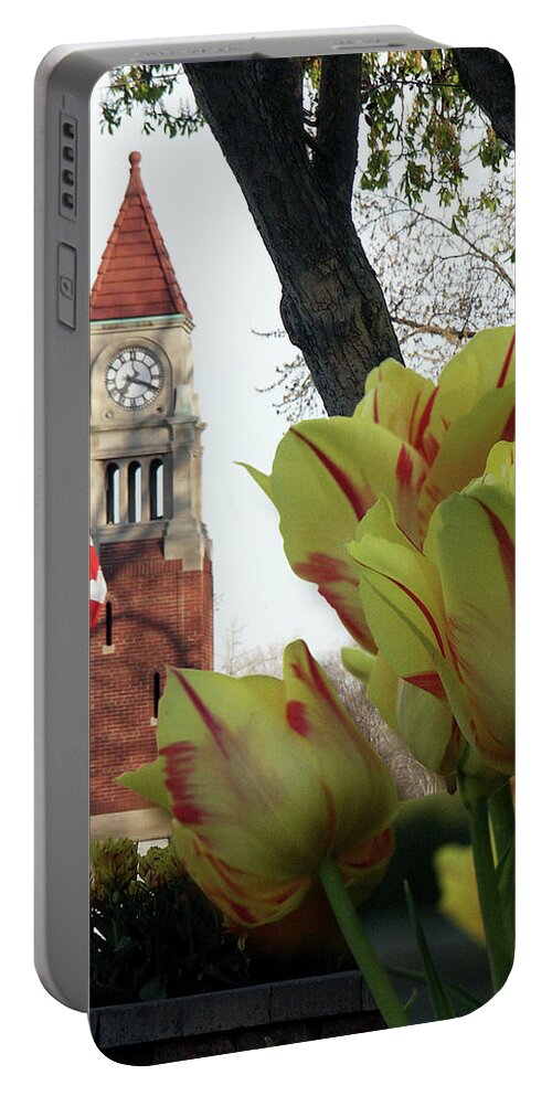 Landscape Print Portable Battery Charger featuring the photograph Memorial Clocktower Cenotaph -Niagara on the Lake, Canada by Kenneth Lane Smith