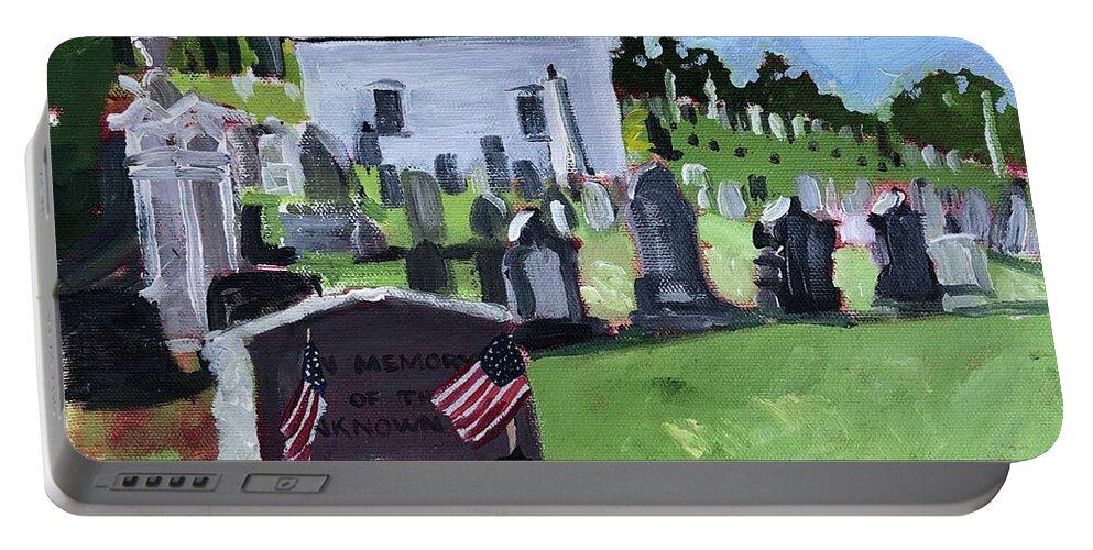 Unknown Soldier Portable Battery Charger featuring the painting Memorial Day by Cyndie Katz