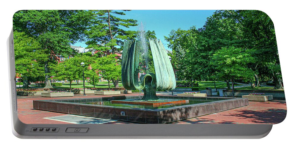 Memorial Fountain At Marshall University Portable Battery Charger featuring the photograph Memorial Fountain 2 by Tommy Anderson