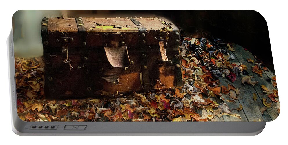 Trunk Portable Battery Charger featuring the photograph Memories and Poems as Leaves on Eagle Pond by Wayne King