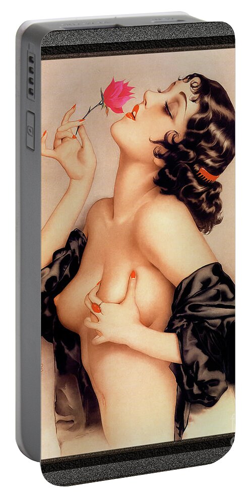 Memories Of Olive Portable Battery Charger featuring the painting Memories of Olive by Alberto Vargas Vintage Pin-Up Girl Art by Rolando Burbon