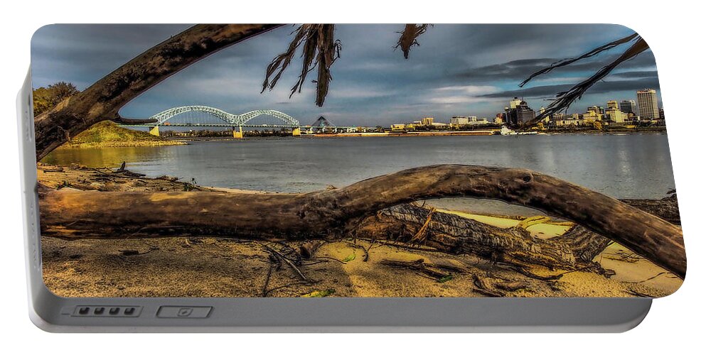 Memphis Portable Battery Charger featuring the photograph Memphis Skyline from Arkansas 075 by James C Richardson