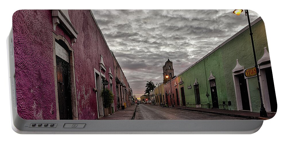 Merida Portable Battery Charger featuring the photograph Merida Street In The Morning by Robert Woodward