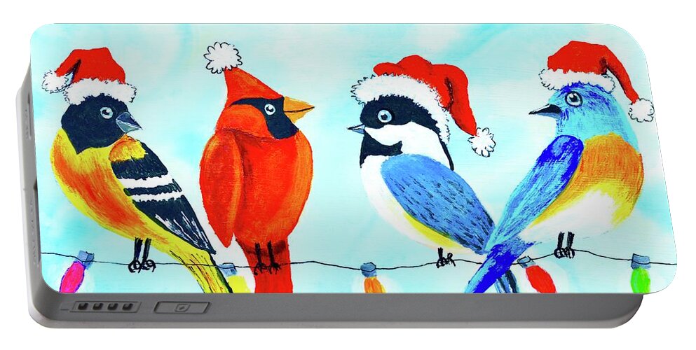 Merry Christmas Portable Battery Charger featuring the painting Merry Christmas by Mary Scott