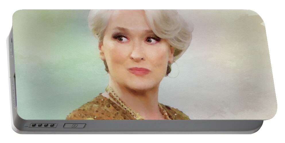 Meryl Streep Portable Battery Charger featuring the digital art Meryl Streep by Jerzy Czyz